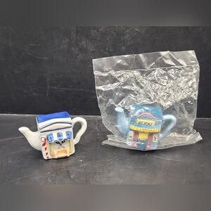 Vintage Set Of 2 Red Rose Roseville Building Series 1997 Bijou Barber Shop Mini